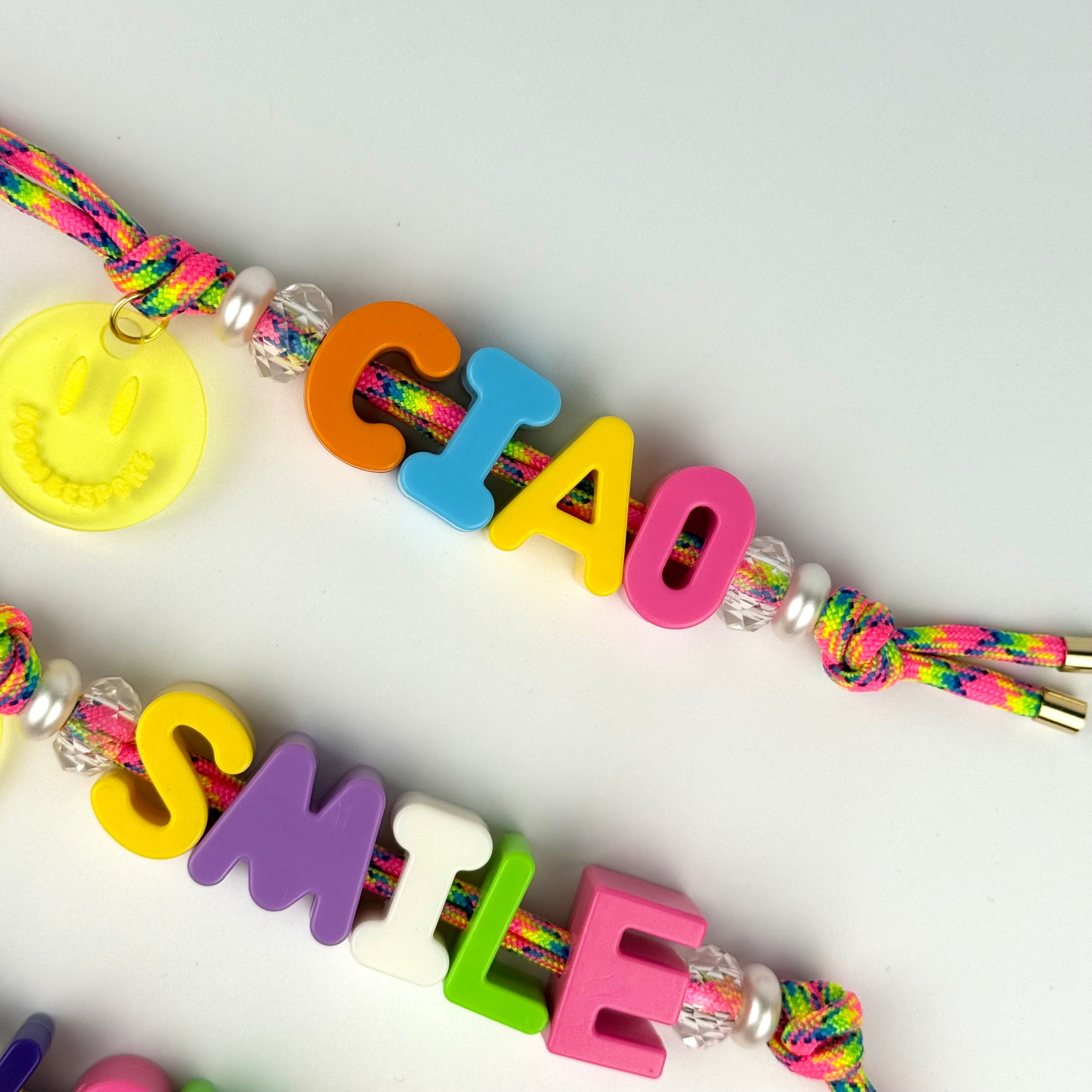 ´RAINBOW🌈 RUSH’ CHUNKY LETTER CORD BEADED BAG CHARM BY BOOM BESPOKE