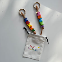 Load image into Gallery viewer, ‘MUM’ CHUNKY LEATHER BEADED BAG CHARM BY BOOM BESPOKE
