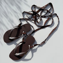 Load image into Gallery viewer, PRE-ORDER ‘ESPRESSO’ BROWN BANDANA HAVAIANAS TOP FLIP FLOPS BY BOOM BESPOKE
