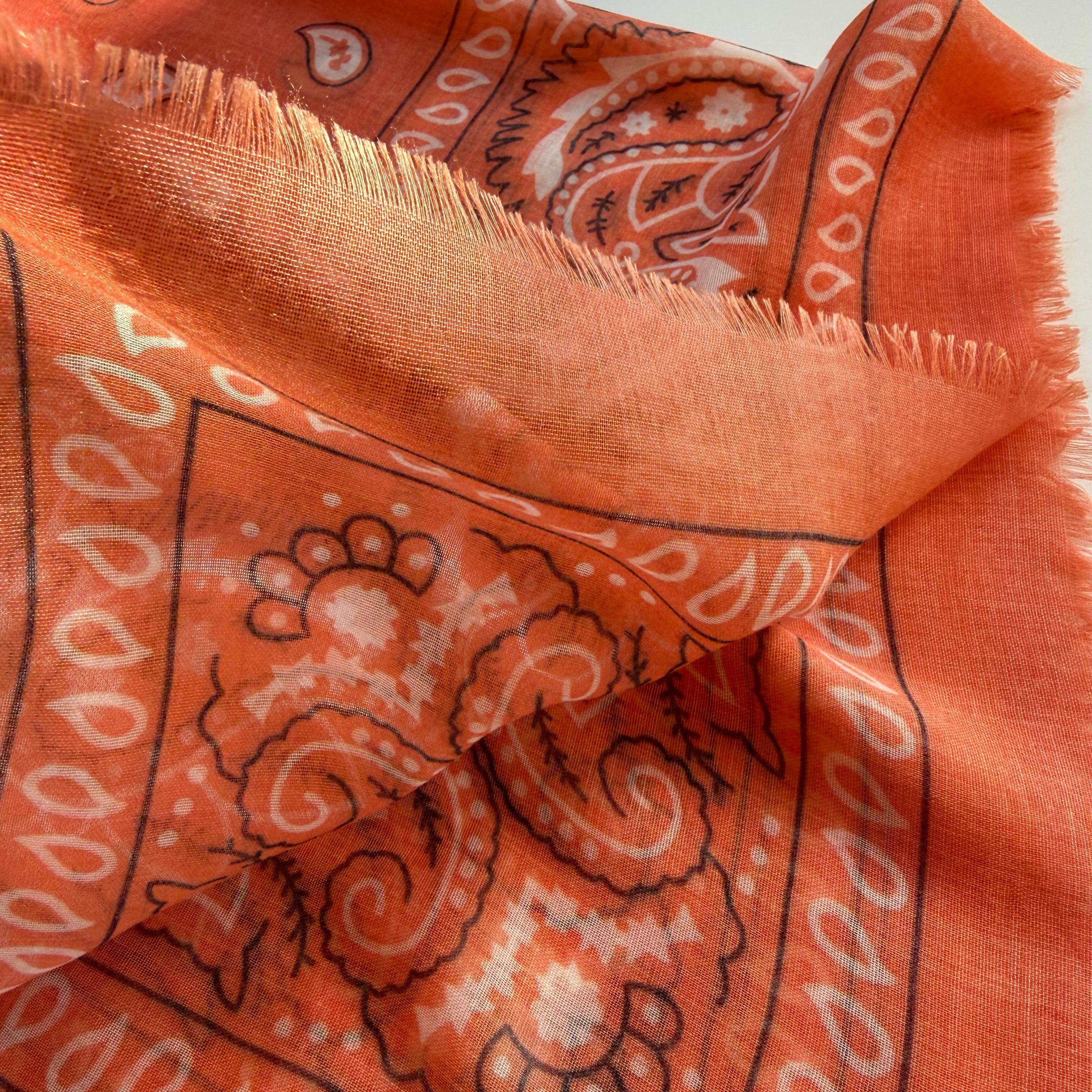 ‘TANGERINE’ ORANGE THE MULTIWAY SQUARE BANDANA SCARF