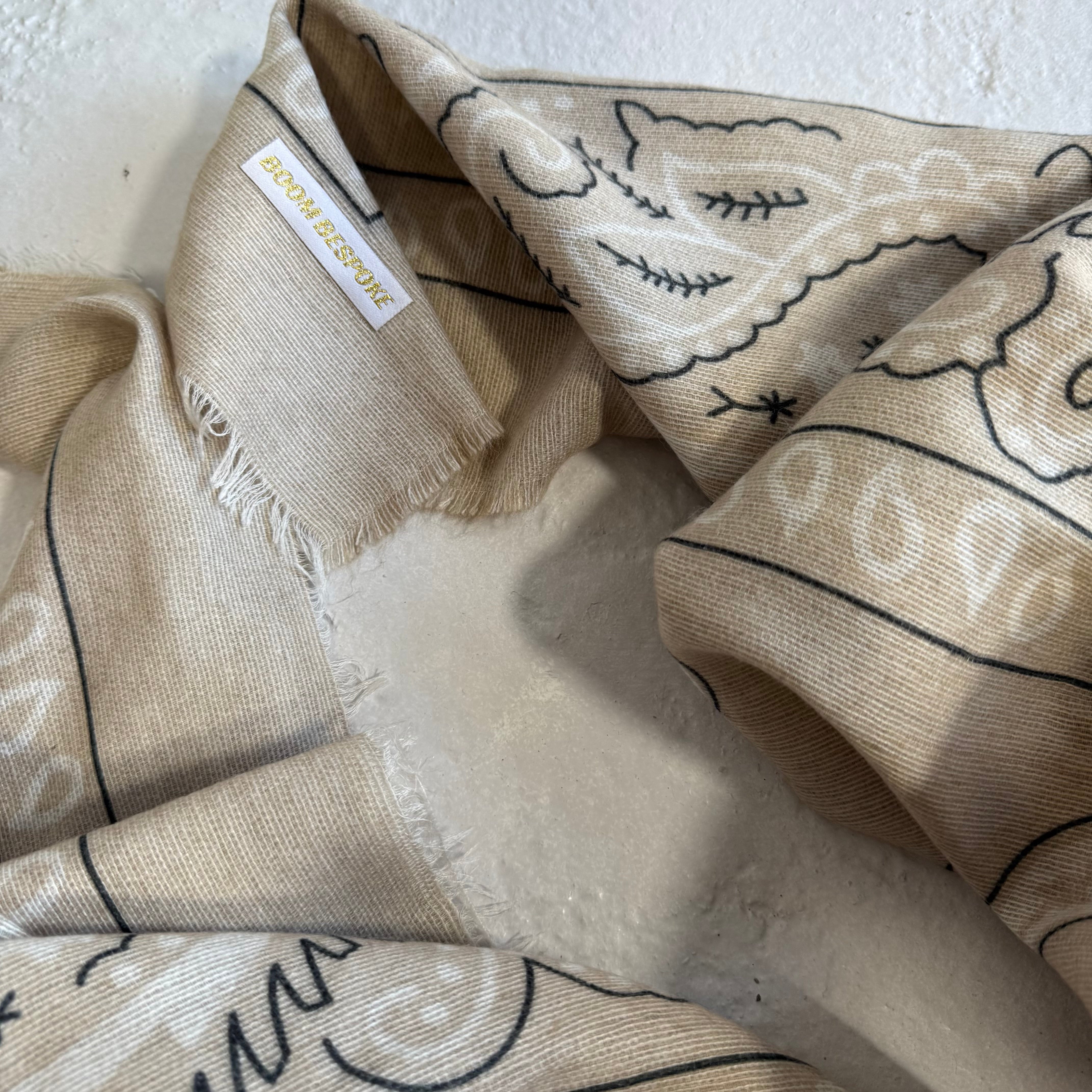 ‘OAT’ CREAM FINE KNIT BANDANA LARGE SCARF