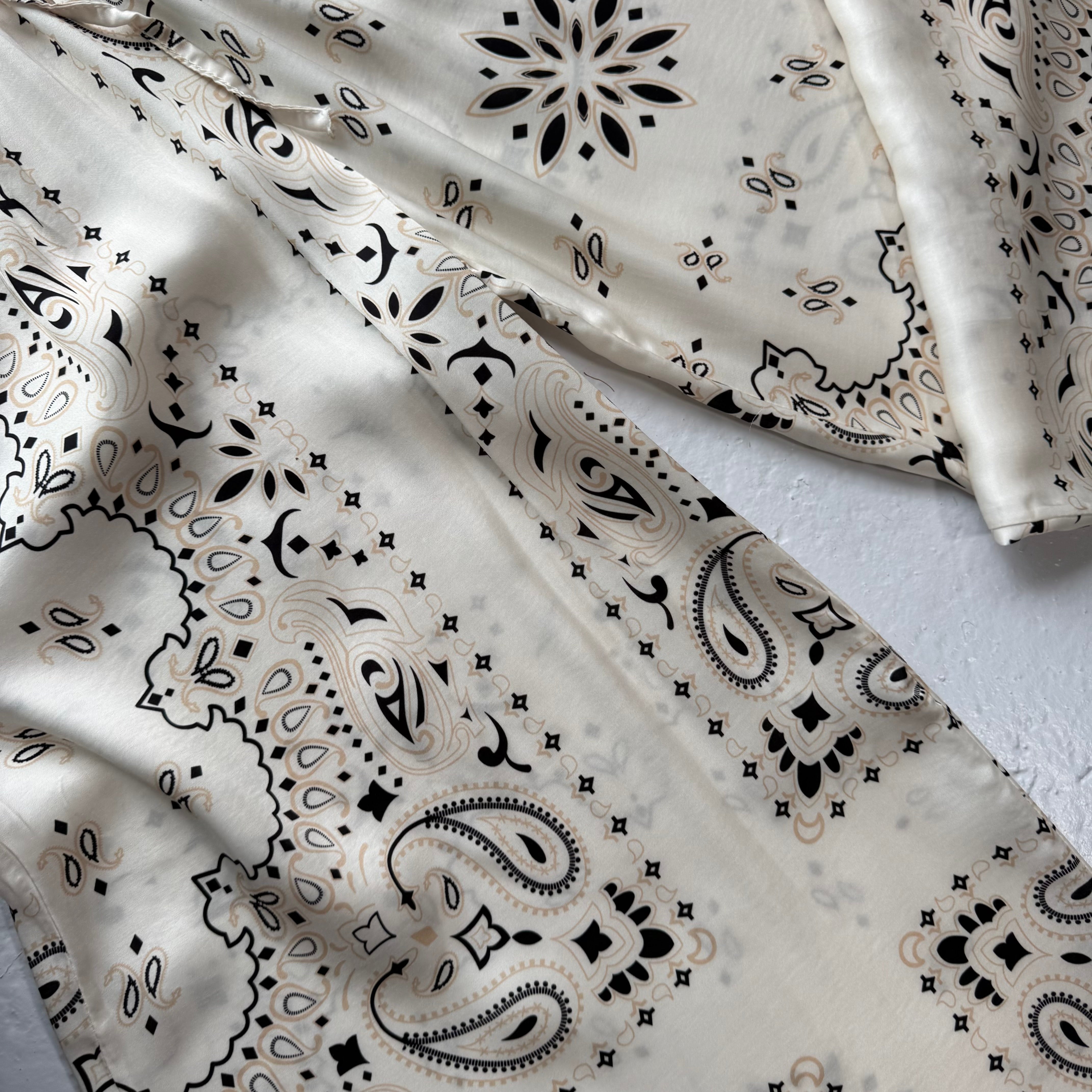 ‘COCONUT’ CREAM BANDANA SILK TROUSERS CO-ORD