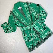Load image into Gallery viewer, ‘SPEARMINT’ BANDANA KNIT BELTED LONGLINE CARDIGAN
