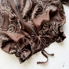 Load image into Gallery viewer, ‘ESPRESSO’ BROWN BANDANA SILK ZIP BOMBER CO-ORD
