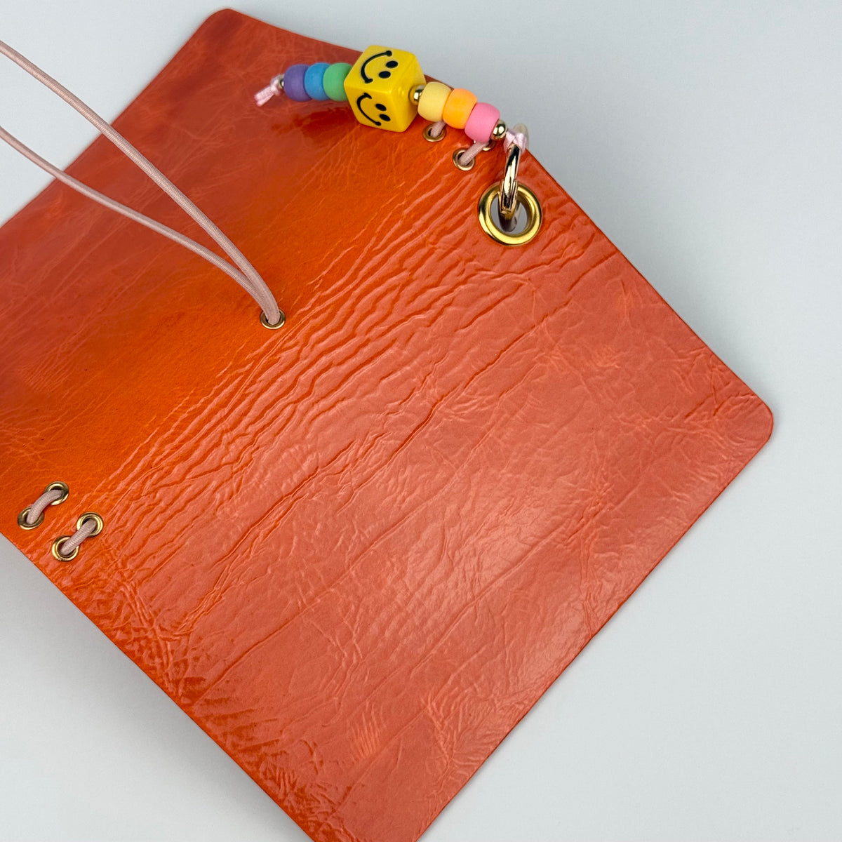 ORANGE LEATHER BOOM BINDER POCKET SIZE JOURNAL COVER