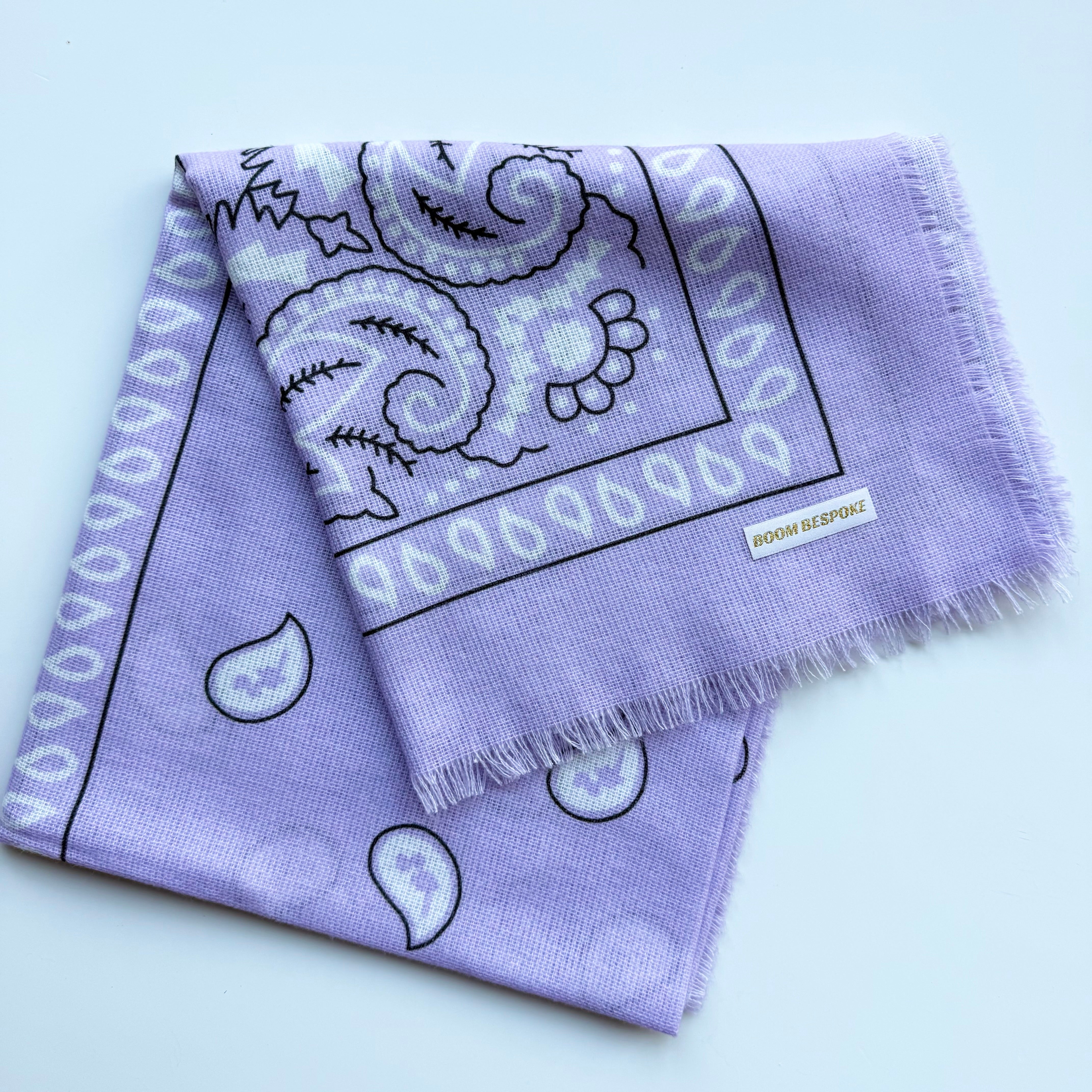 ‘LAVENDER’ LILAC FINE KNIT BANDANA LARGE SCARF
