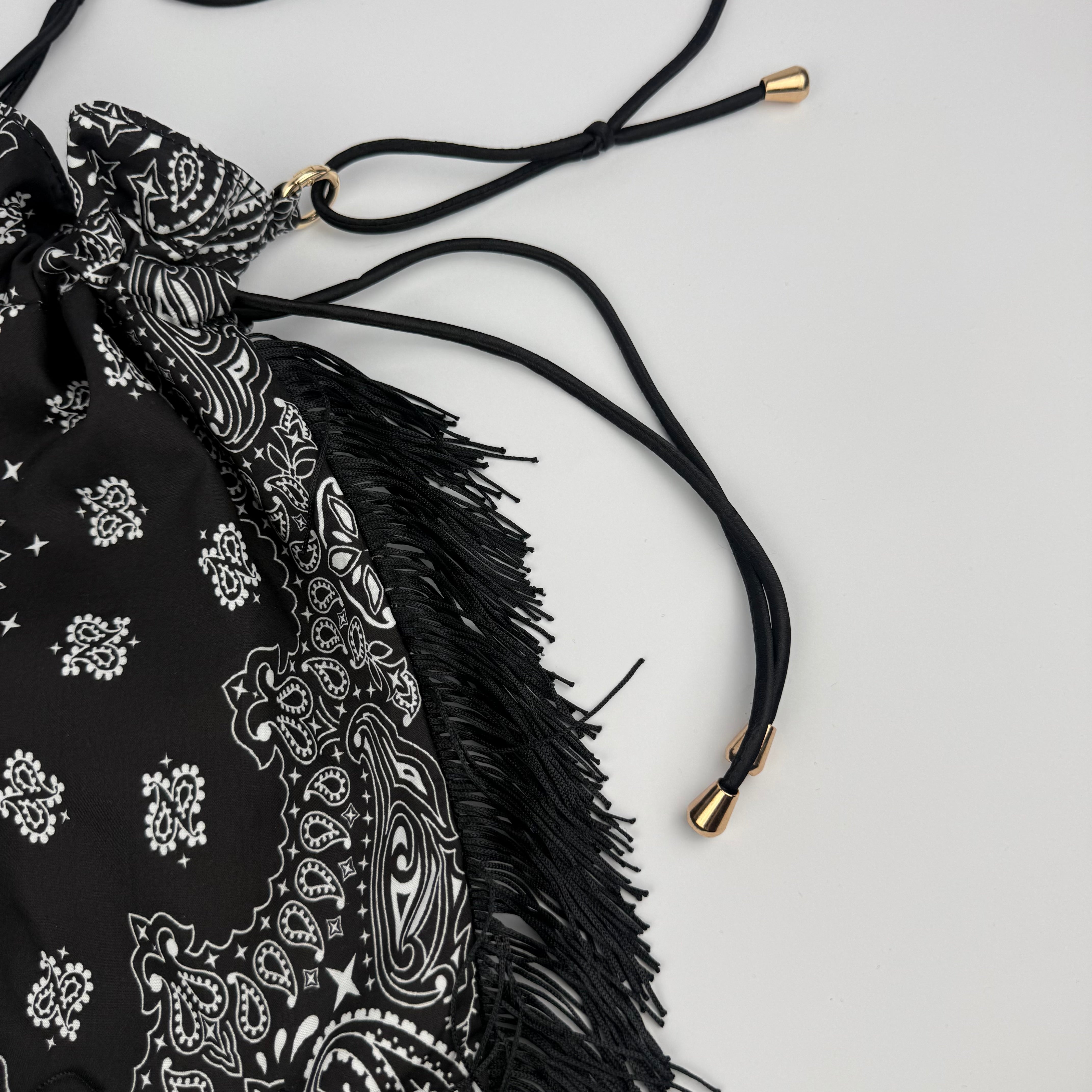 'CAVIAR' BLACK BANDANA POUCH BAG