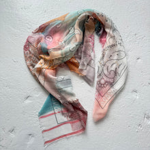 Load image into Gallery viewer, ‘WATER COLOUR’ THE LARGER MULTIWAY SQUARE BANDANA SCARF
