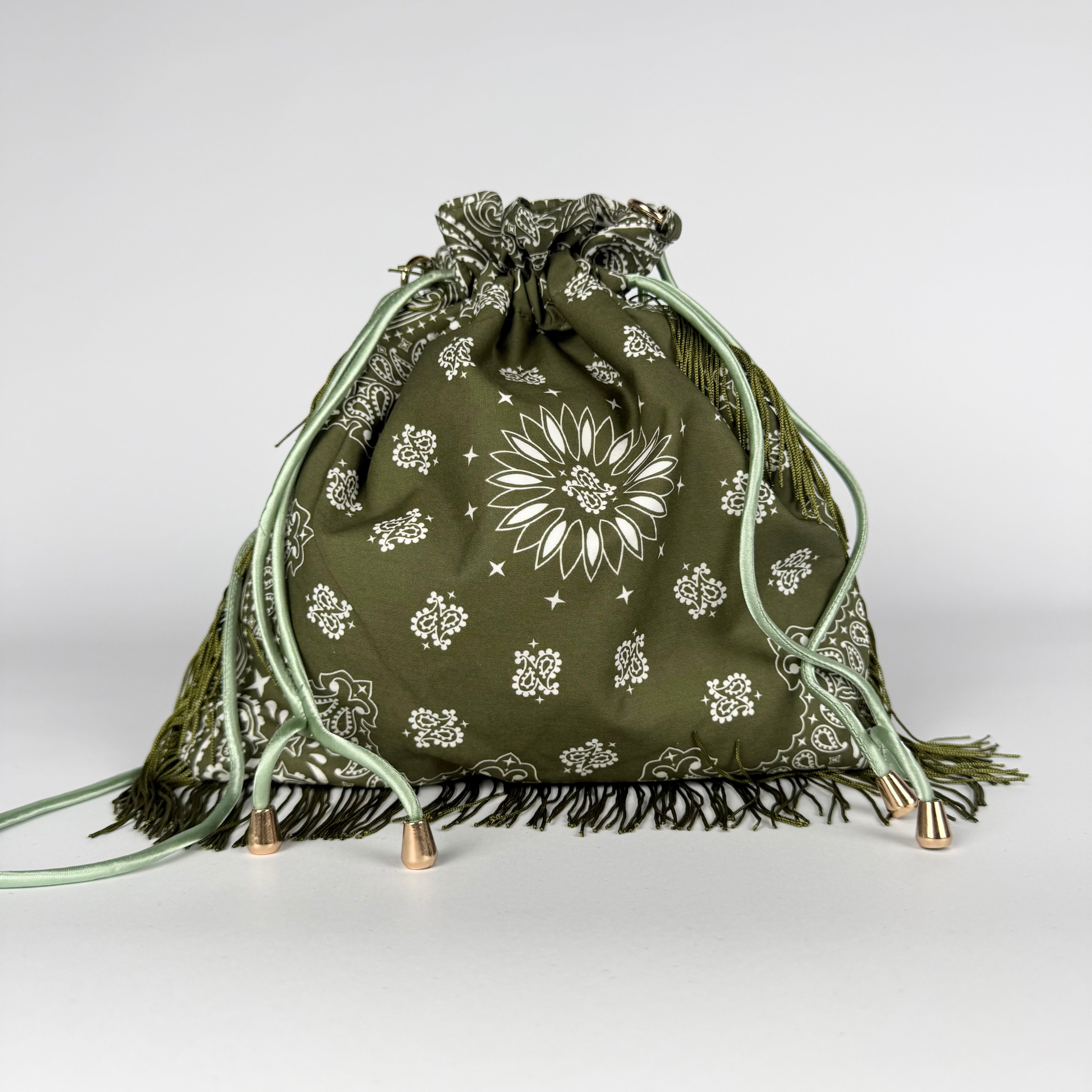 'MOSS' GREEN BANDANA POUCH BAG