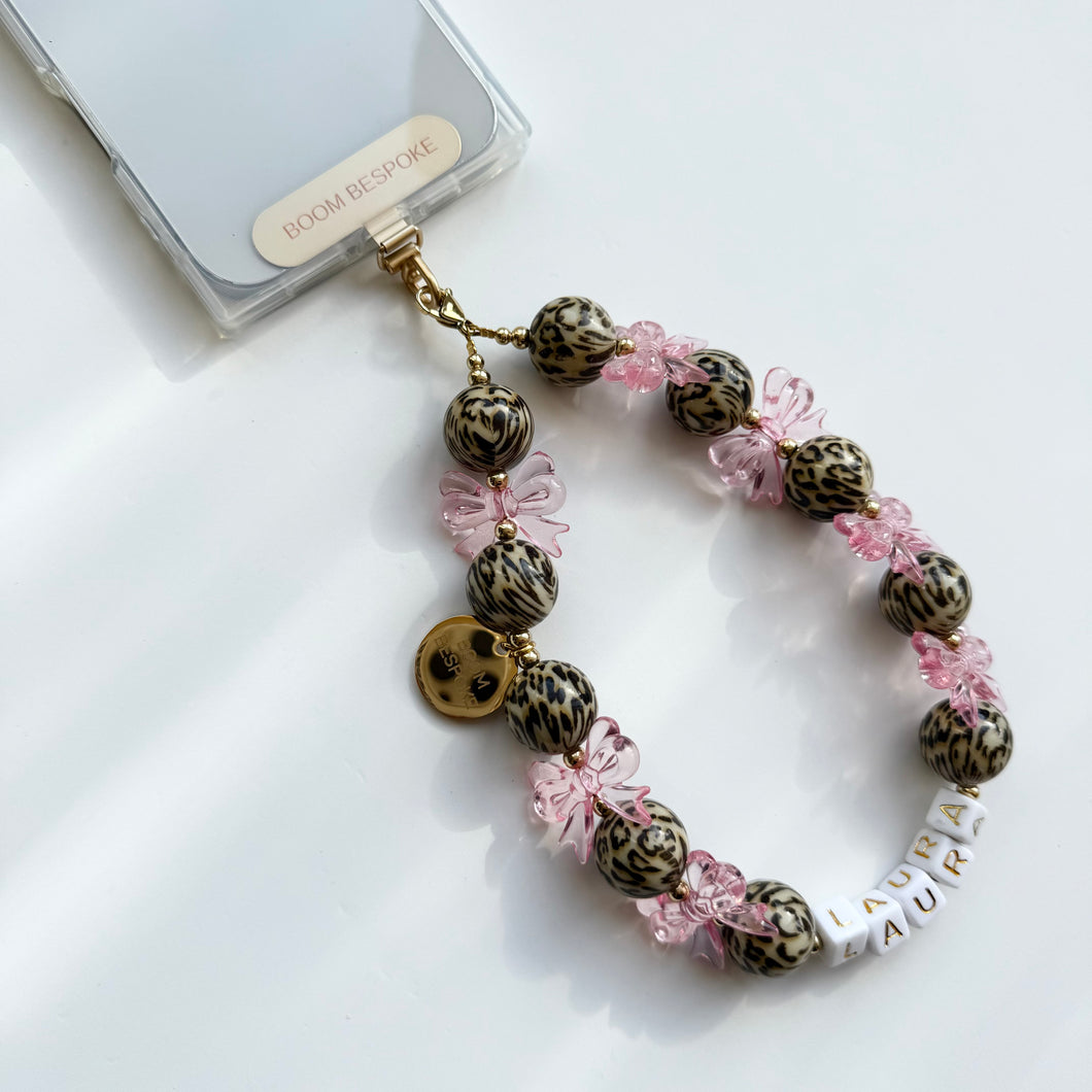 ‘WILDLY SWEET’ LEOPARD BOW BOOM BESPOKE PHONE BEADS