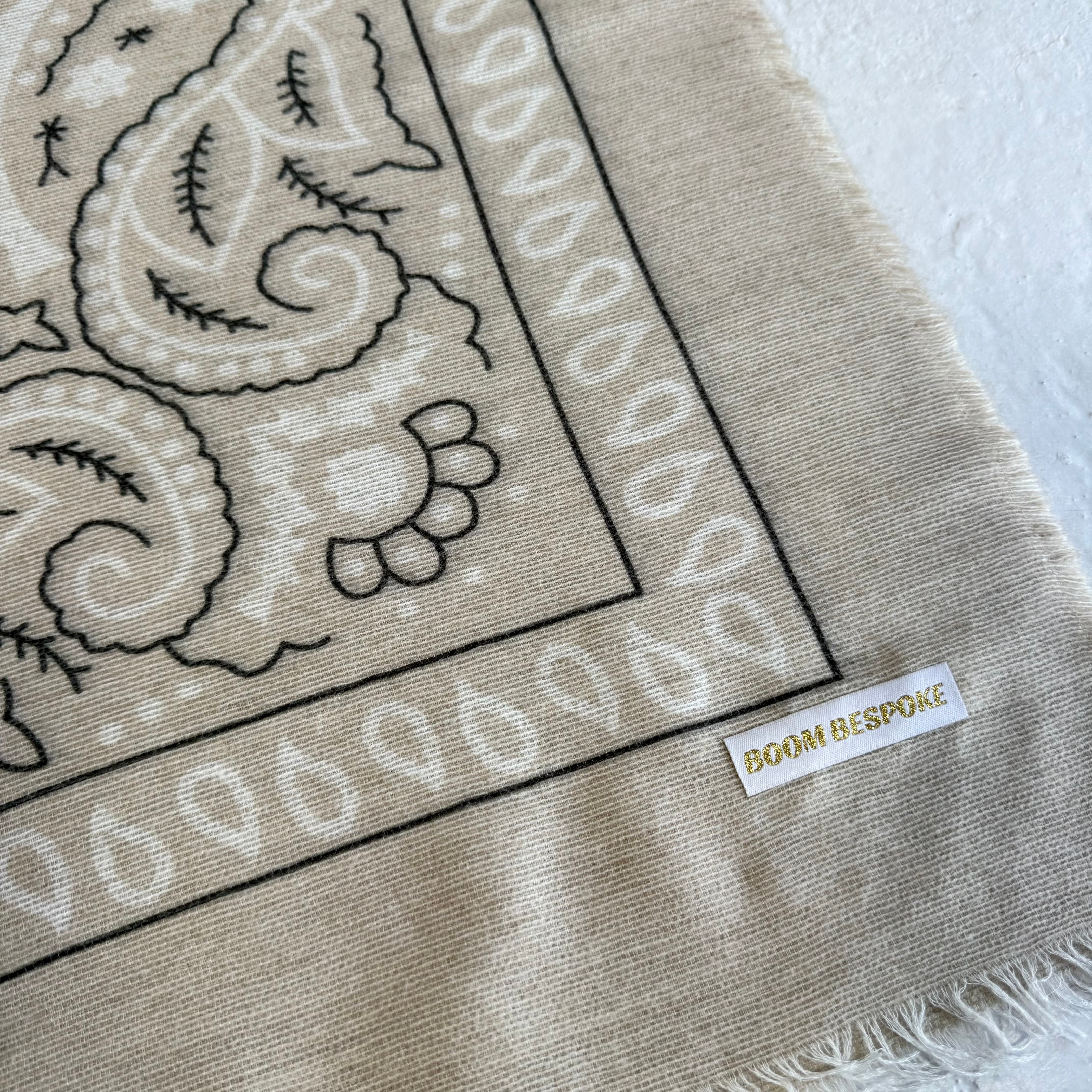 ‘OAT’ CREAM FINE KNIT BANDANA LARGE SCARF