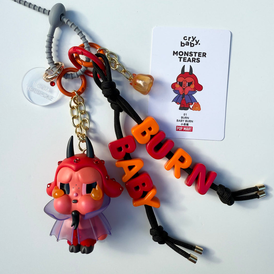 ´BURN BABY BURN’ SWAROVSKI CRYSTAL CRYBABY MONSTER TEARS BOOM BESPOKE CRYBABY