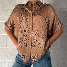 Load image into Gallery viewer, ‘ICED LATTE’ TAN BANDANA SILK SHIRT CO-ORD
