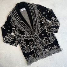 Load image into Gallery viewer, PREORDER ‘INKED’ BANDANA KNIT BELTED LONGLINE CARDIGAN
