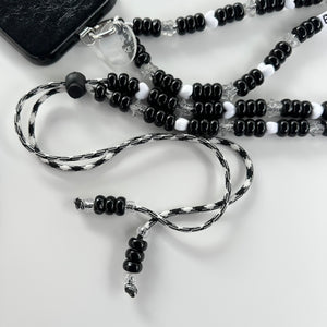 ´BOOMONO’ BLACK & WHITE ADJUSTABLE CROSSBODY PHONE STRAP