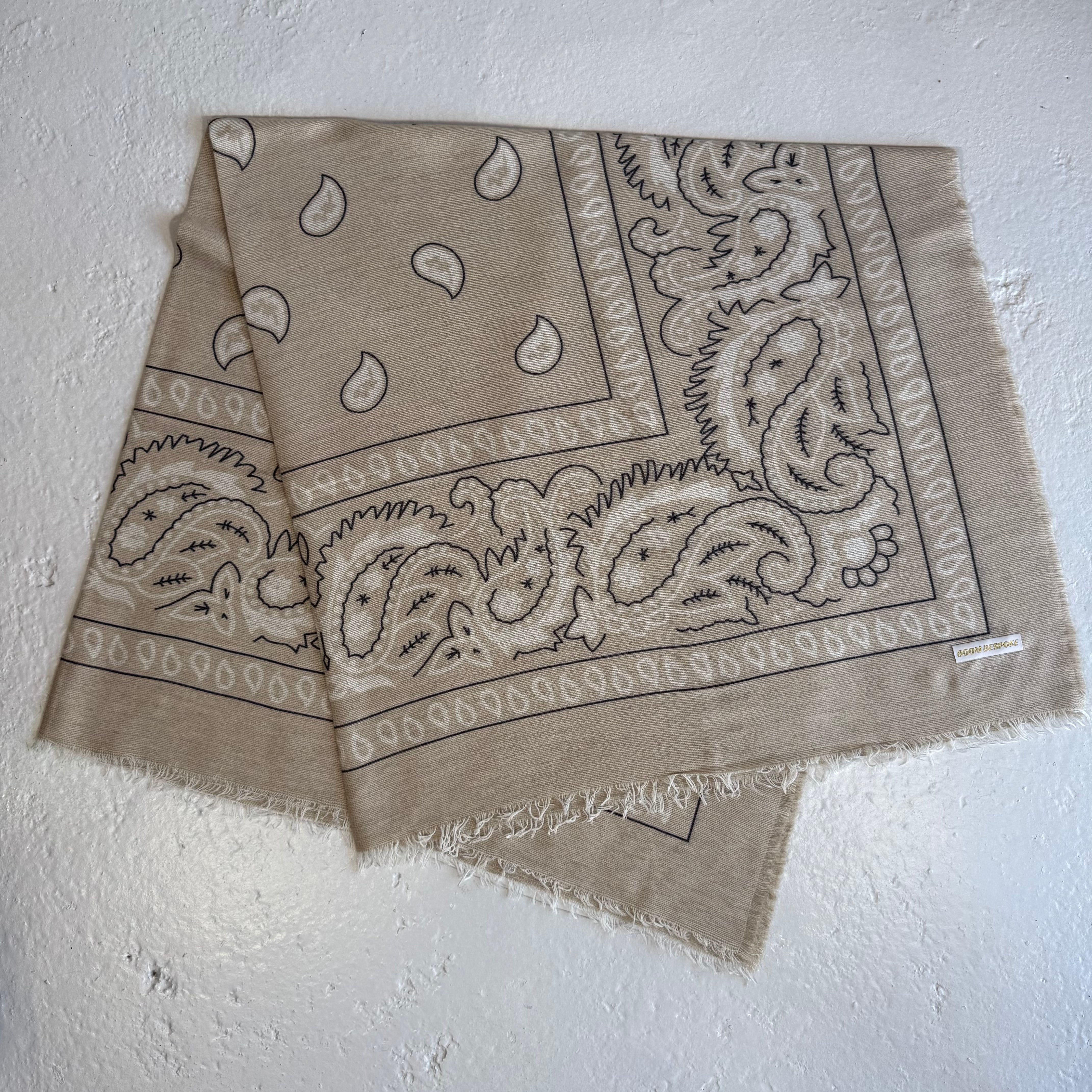 ‘OAT’ CREAM FINE KNIT BANDANA LARGE SCARF