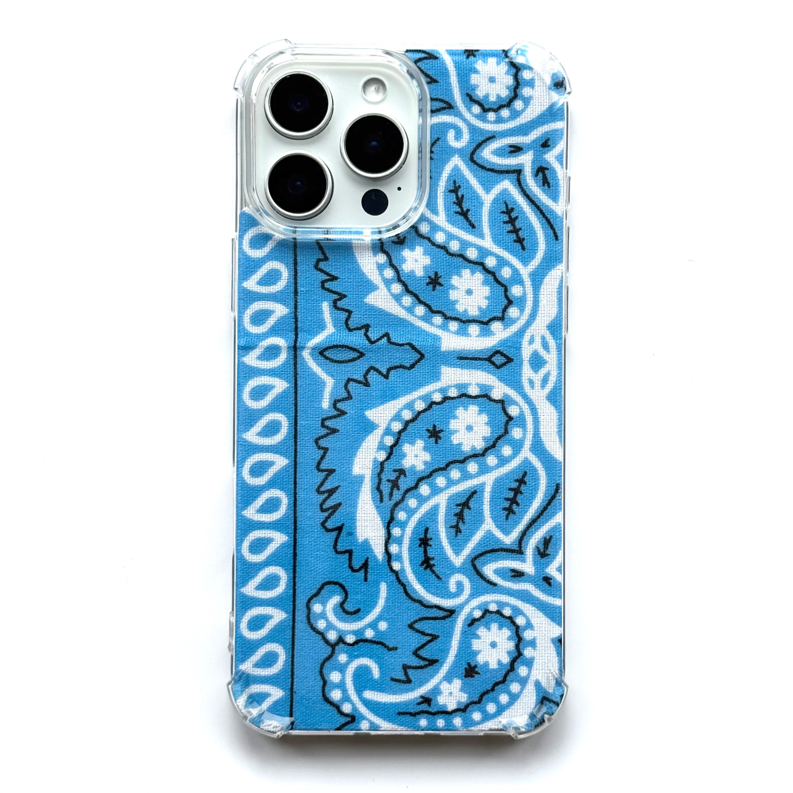 BLUE EMBROIDERED BANDANA PHONE INSERT WITH CASE