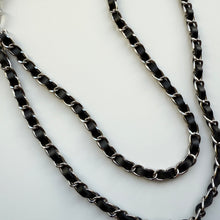 Load image into Gallery viewer, ‘COAL’ BLACK LEATHER GOLD CHAIN CROSSBODY PHONE STRAP
