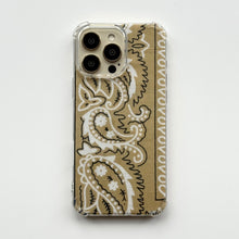 Load image into Gallery viewer, BEIGE EMBROIDERED BANDANA PHONE INSERT WITH CASE

