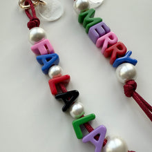 Load image into Gallery viewer, ‘FESTIVE’ CHUNKY LETTER &amp; GLITTER CORD BAG CHARM BY BOOM BESPOKE

