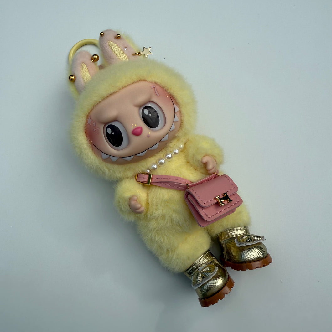 ‘PINK LEATHER BAG’ LETS CHECKMATE YELLOW BOOM BESPOKE LABUBU