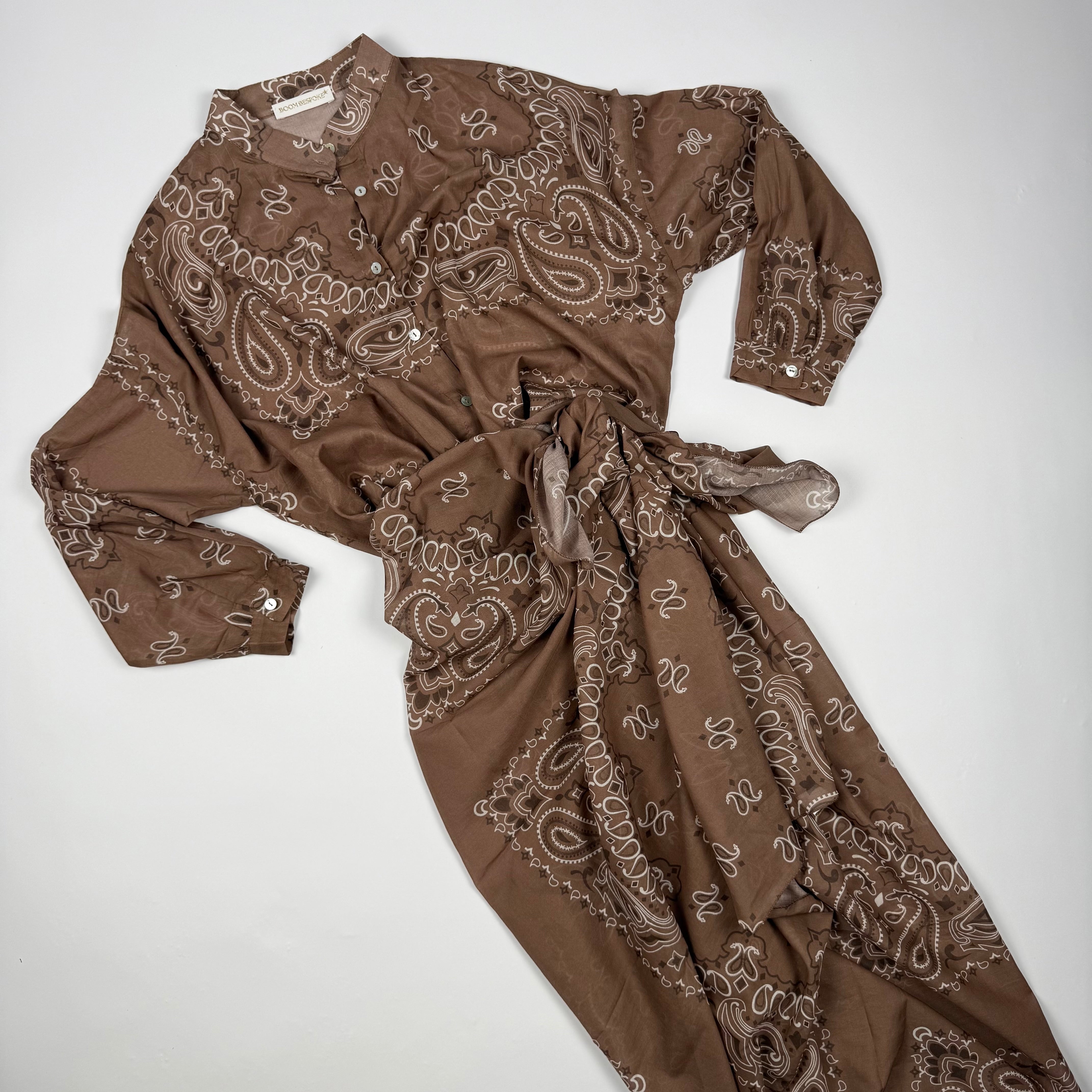 'CAPPUCCINO' DEEP TAUPE BANDANA MULTIWAY COTTON SET