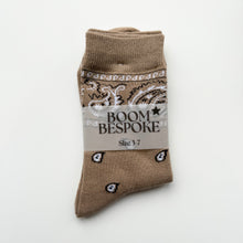 Load image into Gallery viewer, ‘LATTE’ BEIGE BANDANA SOCKS
