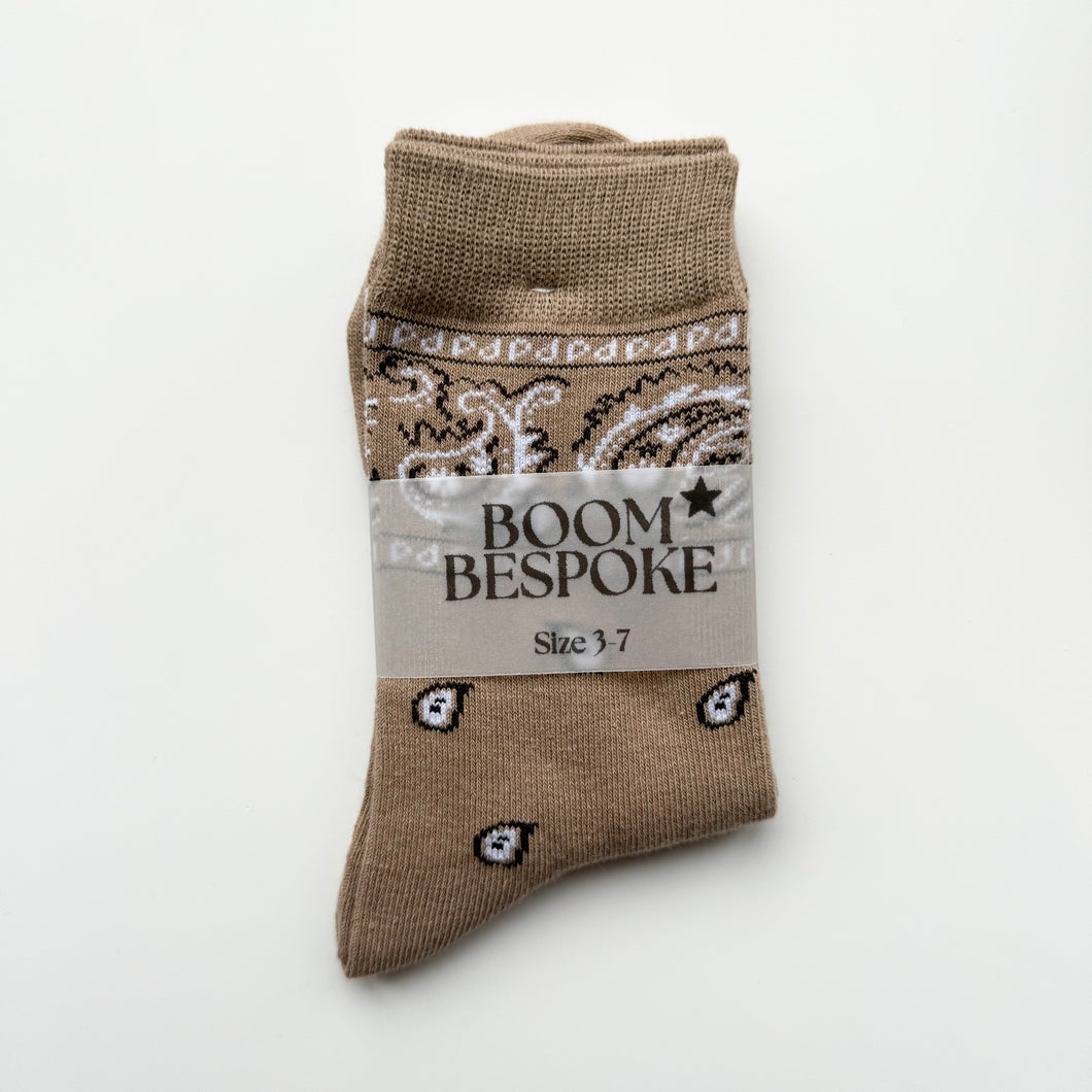 ‘LATTE’ BEIGE BANDANA SOCKS
