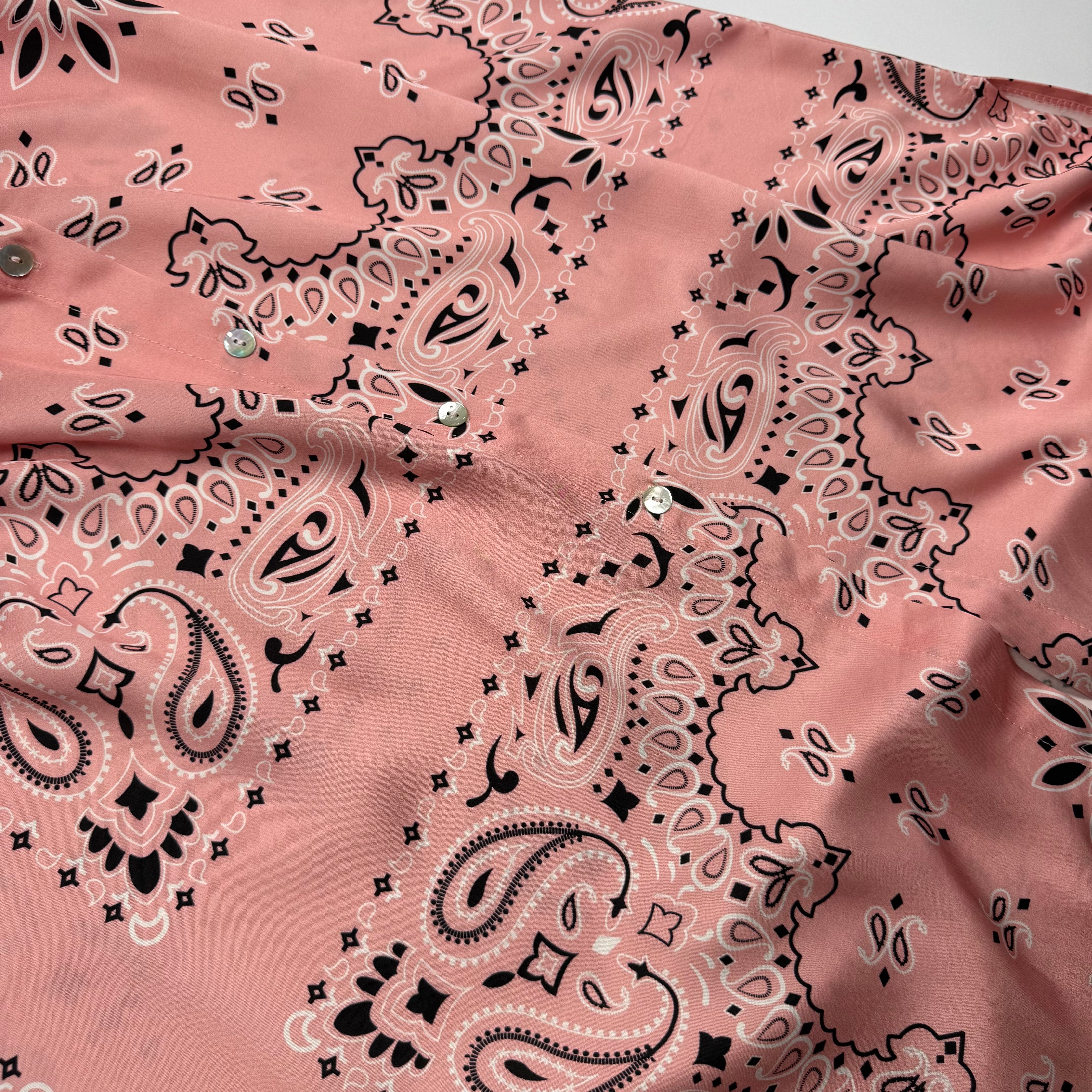 ‘ROSÉ’ PINK BANDANA SILK MAXI SHIRT DRESS