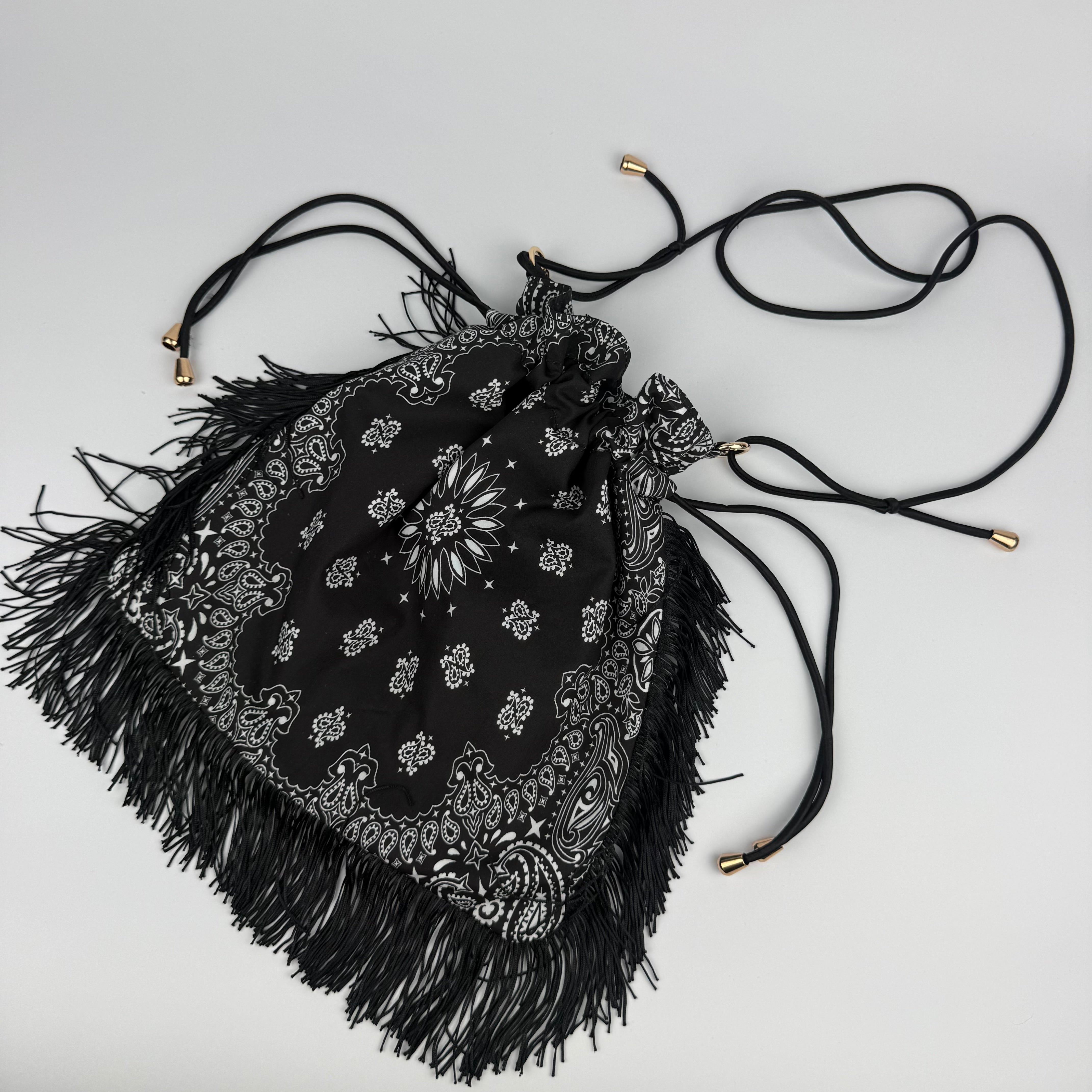 'CAVIAR' BLACK BANDANA POUCH BAG