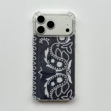 Load image into Gallery viewer, CHARCOAL GREY EMBROIDERED BANDANA PHONE INSERT WITH CASE
