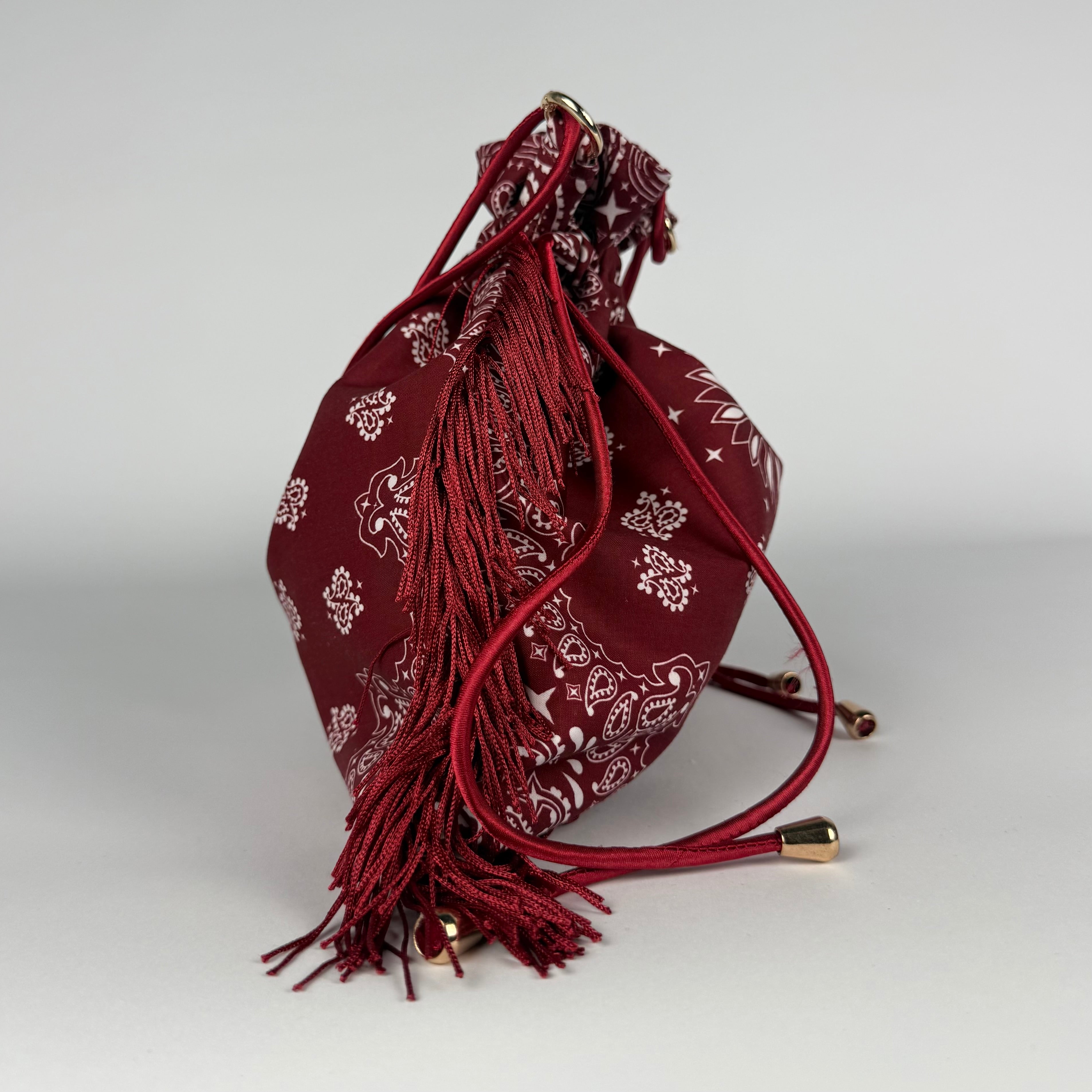 'SOUR CHERRY' BURGUNDY BANDANA POUCH BAG