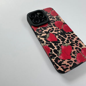 STRAWBERRY LEOPARD PRINT IPHONE CASE