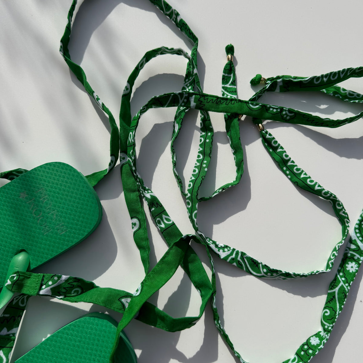 ‘PALM’ GREEN BANDANA HAVAIANAS TOP FLIP FLOPS BY BOOM BESPOKE
