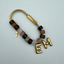 Load image into Gallery viewer, ´AUTUMNAL’ BALLOON INITIAL BEADED BOOM BESPOKE BRASS BAG CHARM/KEYRING
