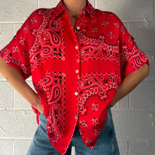 Load image into Gallery viewer, ‘CHERRY’ RED BANDANA SILK SHIRT CO-ORD
