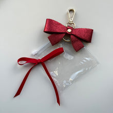 Load image into Gallery viewer, ‘RUDOLPH’ METALLIC RED BOOM BOW LEATHER KEYRING BAG CHARM
