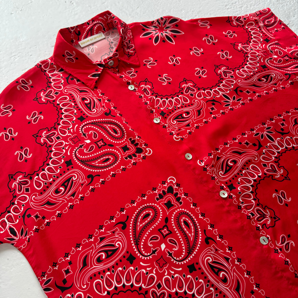 ‘CHERRY’ RED BANDANA SILK SHIRT CO-ORD