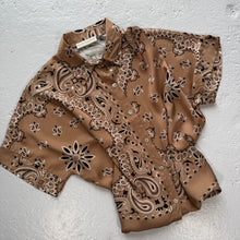Load image into Gallery viewer, ‘ICED LATTE’ TAN BANDANA SILK SHIRT CO-ORD
