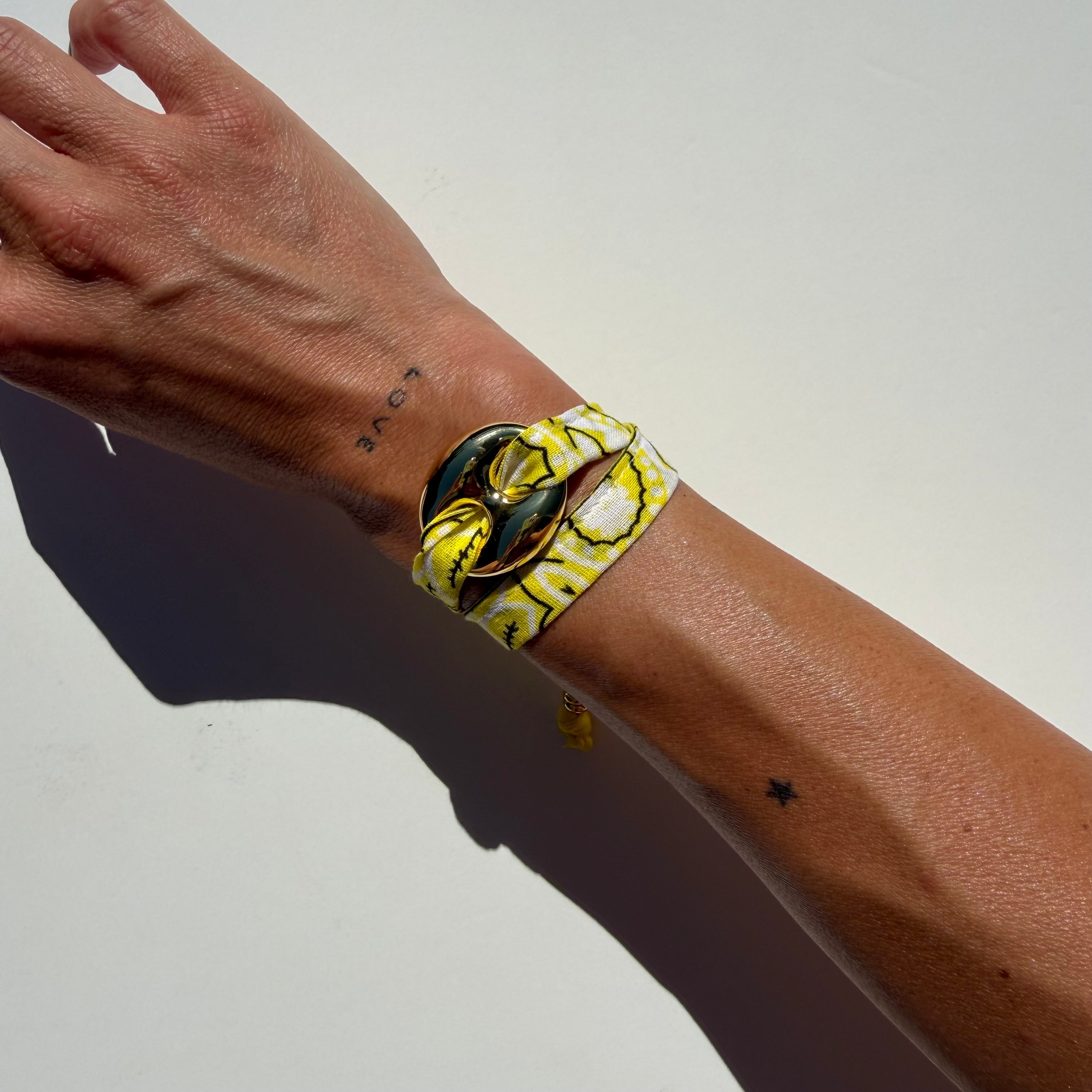 ‘LEMON’ YELLOW BANDANA WRAP BRACELET BY BOOM BESPOKE