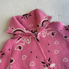 Load image into Gallery viewer, ‘BUBBLEGUM’ BANDANA KNIT ZIP UP HIGH NECK CARDIGAN
