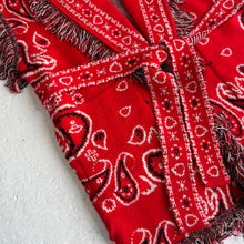 Load image into Gallery viewer, PREORDER ‘HEART’ BANDANA KNIT BELTED LONGLINE SLEEVELESS CARDIGAN
