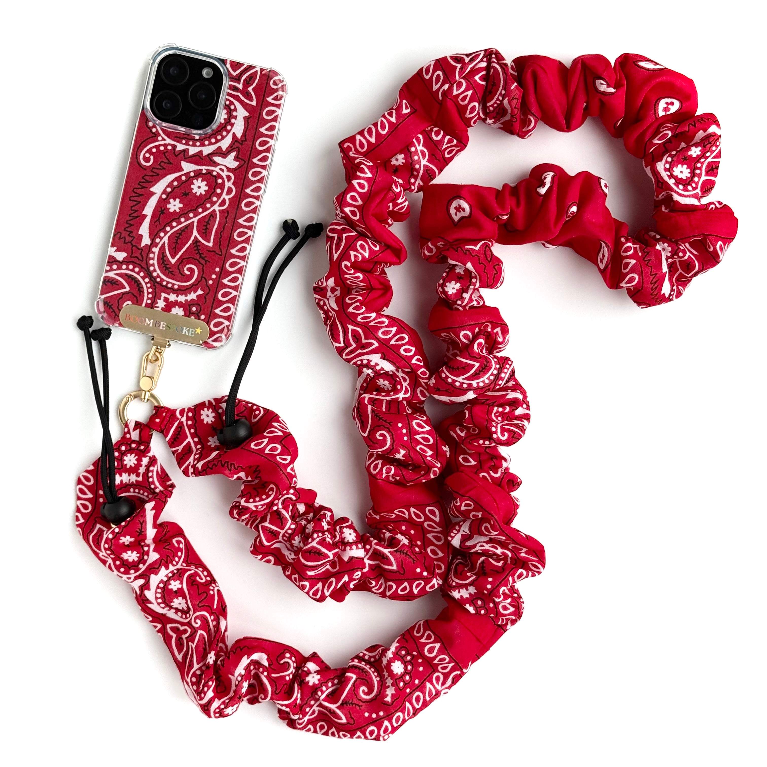 RED BANDANA ADJUSTABLE CROSSBODY PHONE STRAP