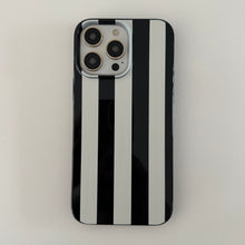 Load image into Gallery viewer, BLACK &amp; WHITE STRIPE IPHONE CASE
