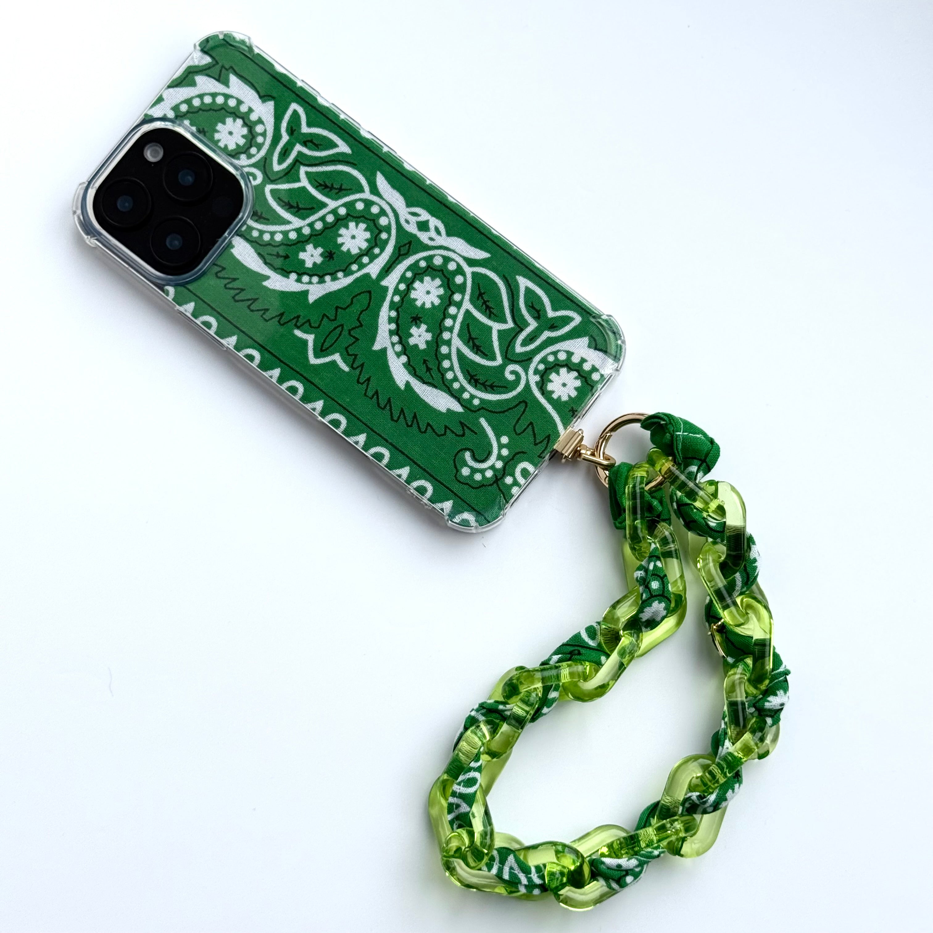 GREEN BANDANA JELLY PHONE CHAIN