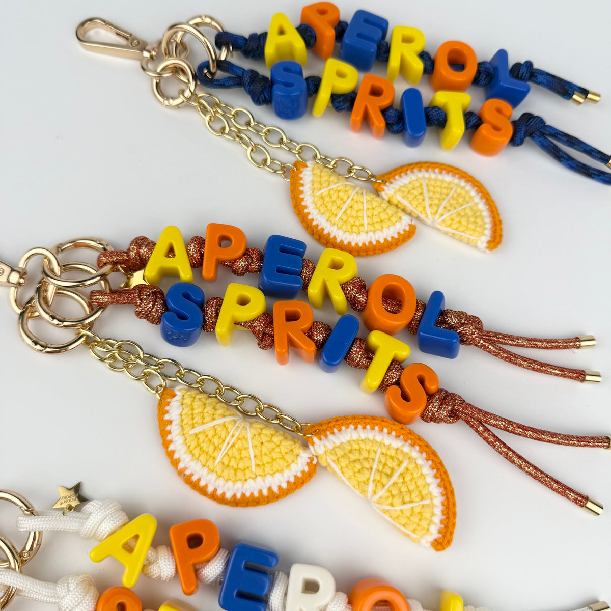 ‘APEROL SPRITZ’ CROCHET ORANGE BAG CHARM BY BOOM BESPOKE