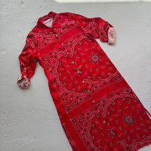Load image into Gallery viewer, ‘CHERRY’ RED BANDANA SILK MAXI SHIRT DRESS
