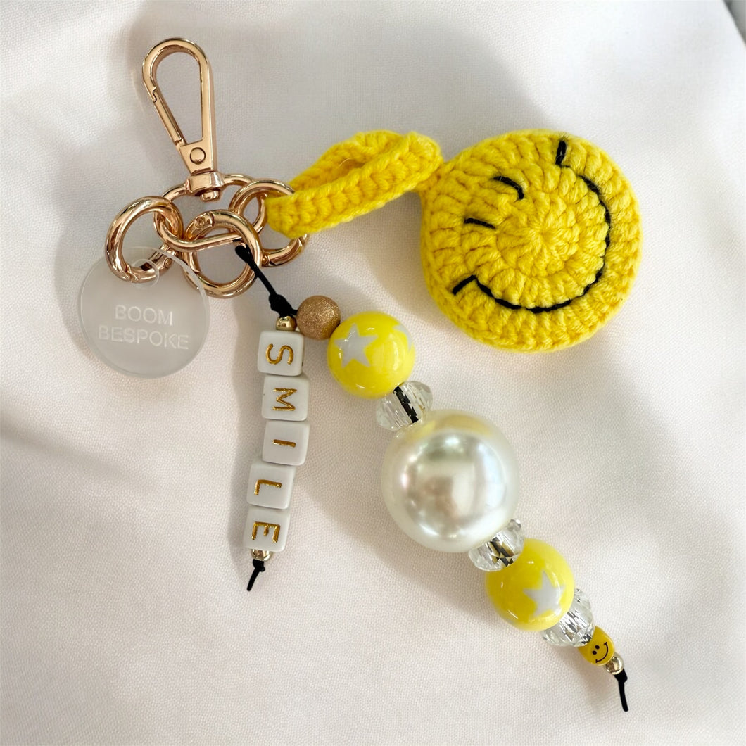 PEARLY WHITES SMILEY BOOM BESPOKE BAG CHARM/KEYRING