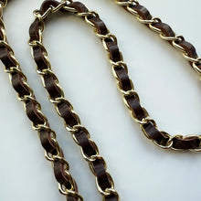 Load image into Gallery viewer, ‘ESPRESSO’ BROWN LEATHER GOLD CHAIN CROSSBODY PHONE STRAP
