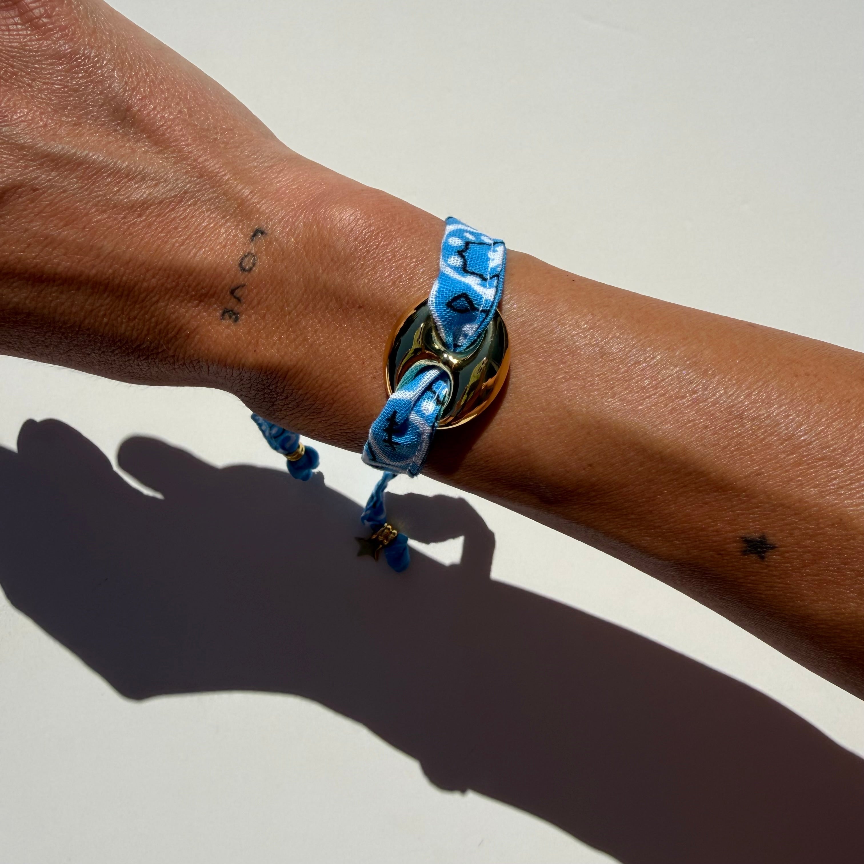‘BLUEBERRY’ BLUE BANDANA WRAP BRACELET BY BOOM BESPOKE